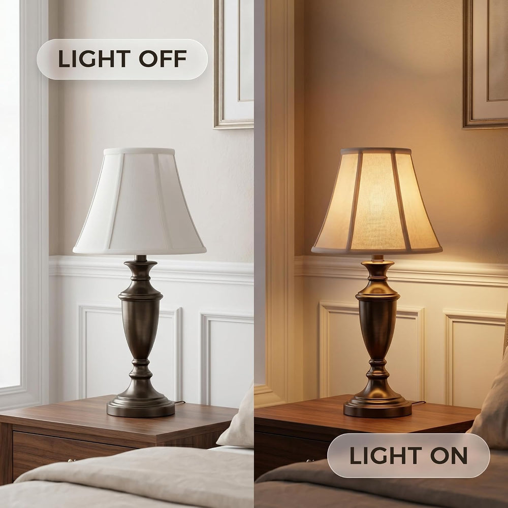 White Bell Lamp Shades Set of 2, 6.7" Top x 13" Bottom x 10" H...