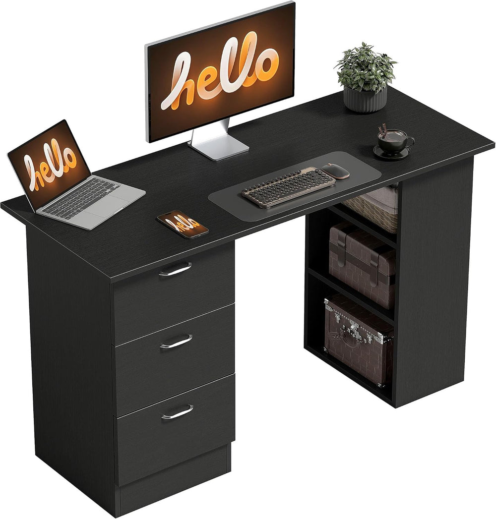 HOMCOM 47" Computer Desk with Drawers for Home Office, Black