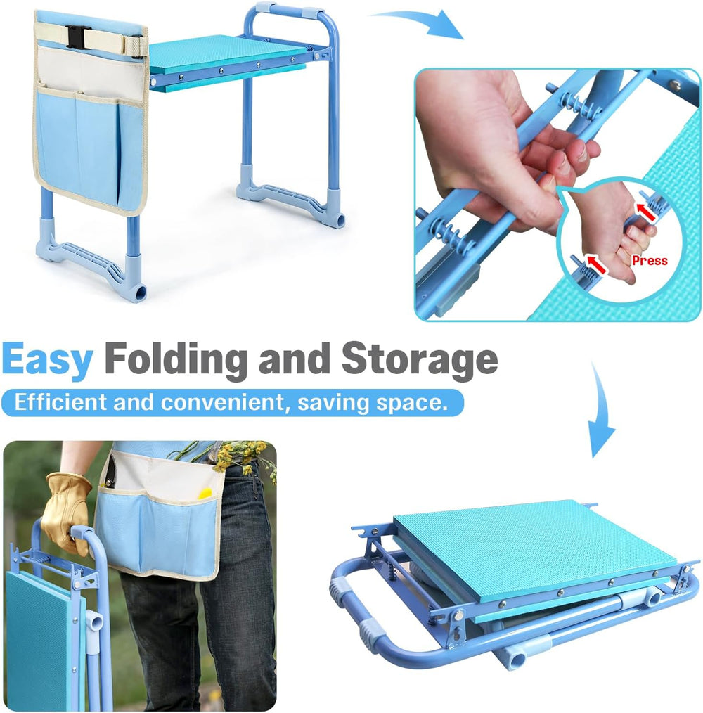 Garden Kneeler and Seat Heavy Duty, Foldable Gardening Stool Bench