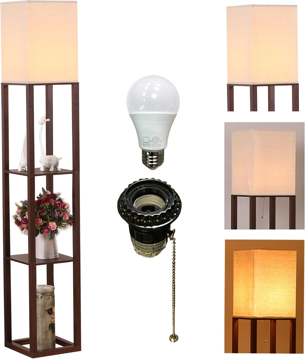 HomeFocus Floor Lamp,Corner Lamp with Shelves,Floor Light for Living Room,Bed...