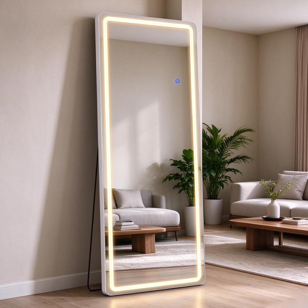 Sweetcrispy LED Full Length Floor Mirror, 65"x21" Lighted Full Body...