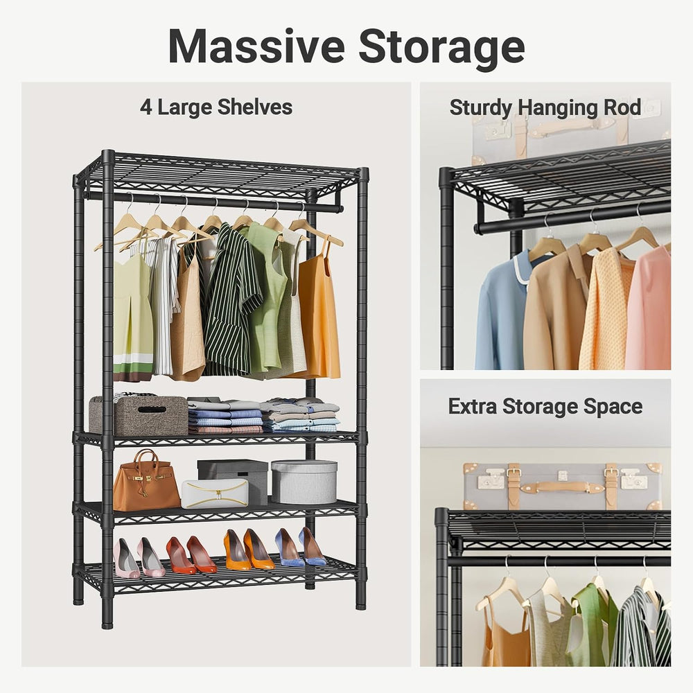 VIPEK V1 Wire Garment Rack, 4-Tier Clothes Rack, Freestanding Closet, Black