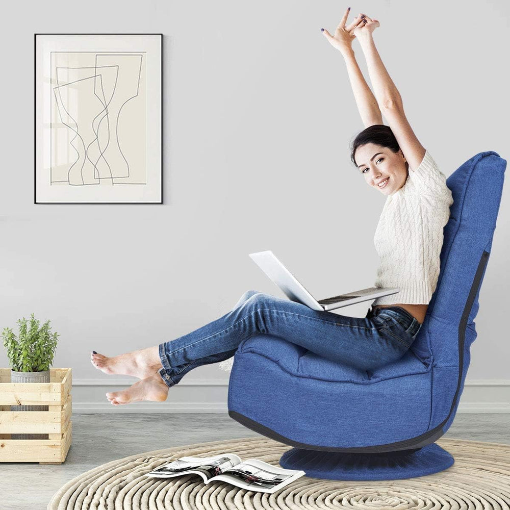 FANTASK 360 Degree Swivel Floor Chair, Folding Floor Sofa w/ 5 Adjustable Pos...