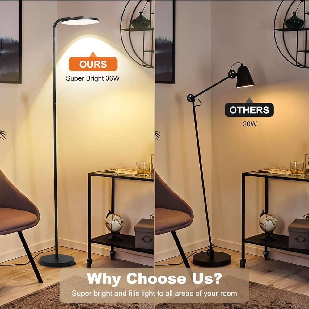 LED Floor Lamp – 36W Super Bright Standing Lamp with Remote & Touch Contr...