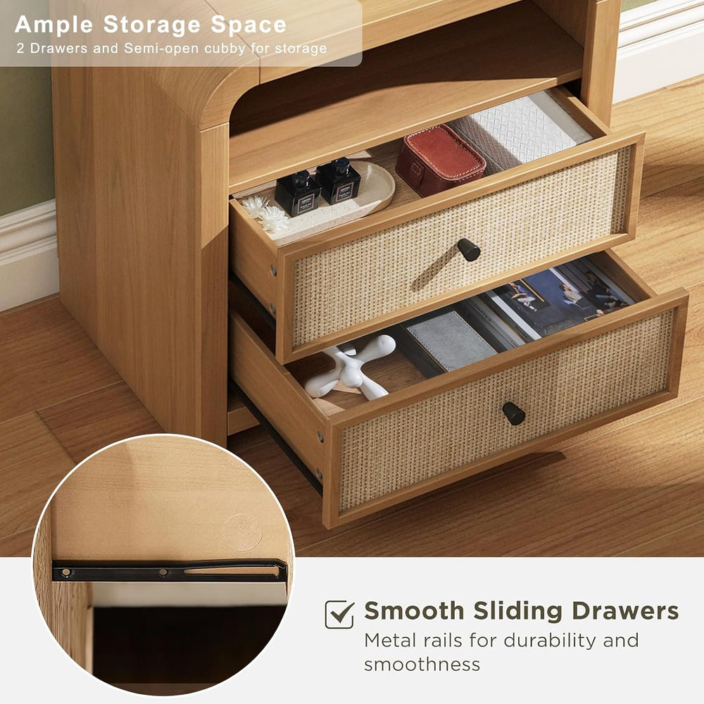 Rattan Nightstand, 23.6''