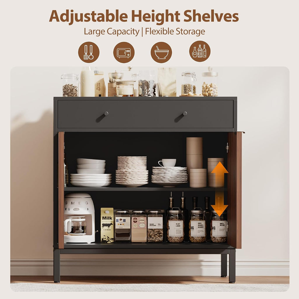 Mericonia Sideboard Buffet Cabinet Storage, Modern Console Fluted Credenza