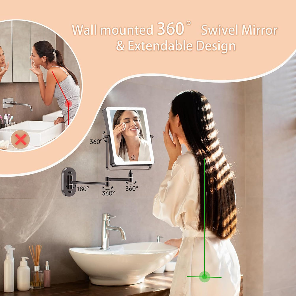 FASCINATE 8.7" 5000mAh Rechargeable Wall Mounted Makeup Mirror (Bronze)