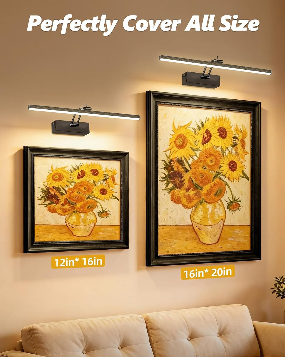 2 Pack 16-Inch Picture Light with Remote, 5200mAh Battery Operated
