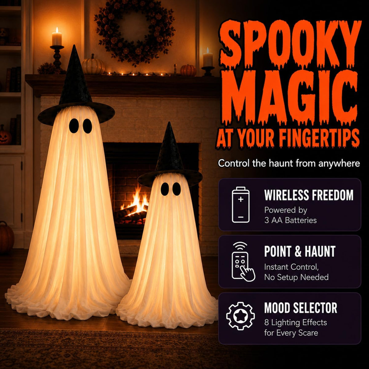 Halloween Ghost Decorations Indoor,Light Up Ghost Decor Indoor - 2 Pack