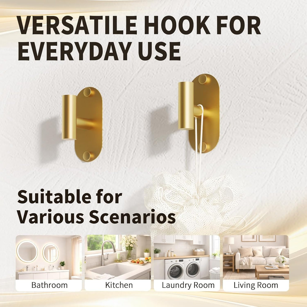 5-Piece Bathroom Hardware Set, Adhesive or Drill Wall Mount, Gold