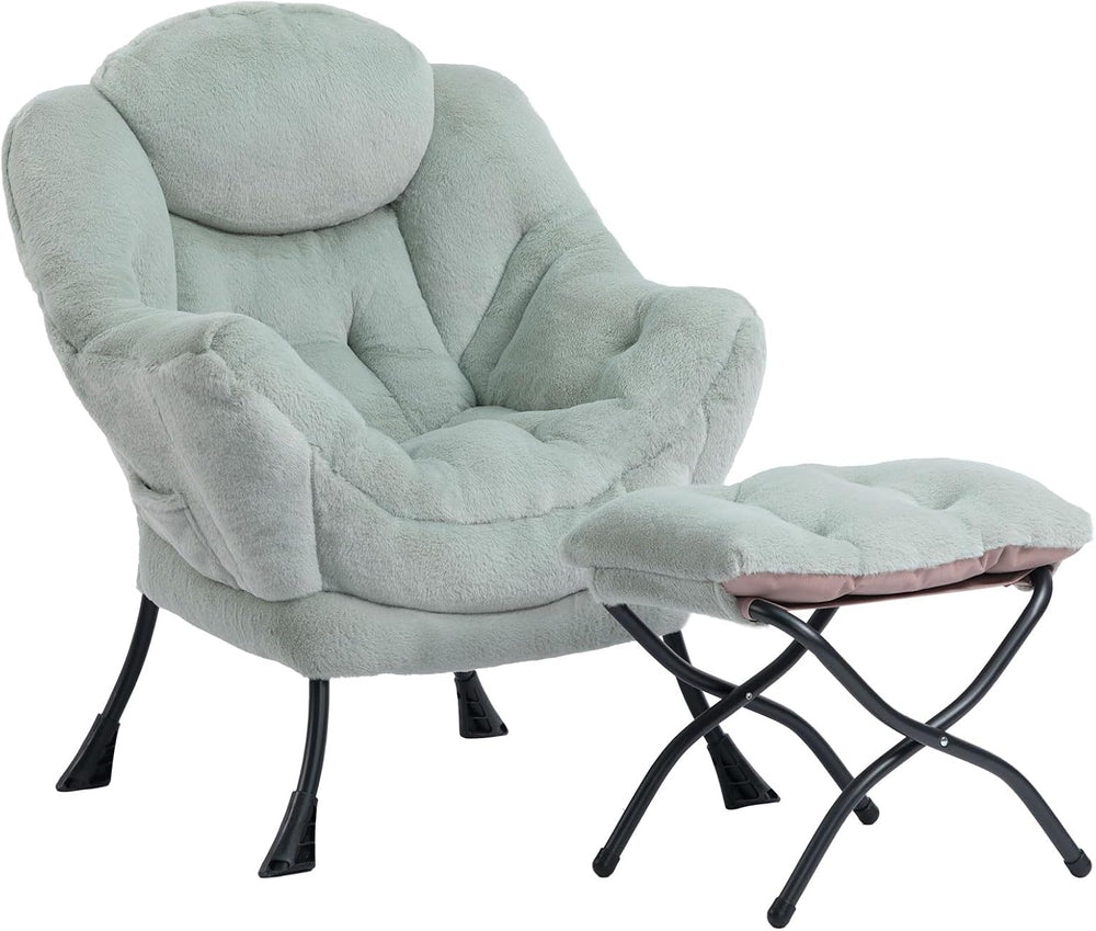 HollyHOME Lazy Chair with Foldable Ottoman, Accent Comfy Lounge Armchair and ...