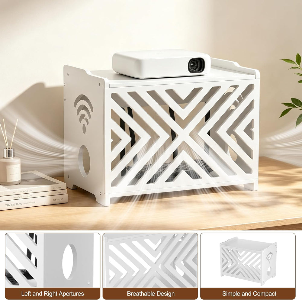 Router Box Hider & Projector Shelf -Decorative WiFi Router Storage Cabinet