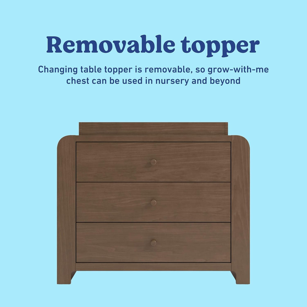 Graco Read-with-Me 3 Drawer Chest with Removable Changing Topper, Hazelnut