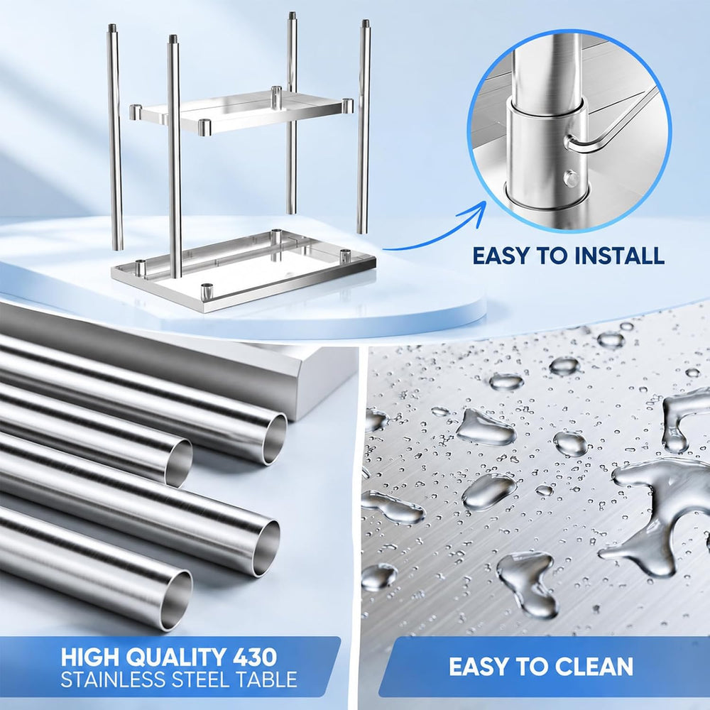NUUK Stainless Steel Work Table 24" x 36", Commercial Kitchen Food ...
