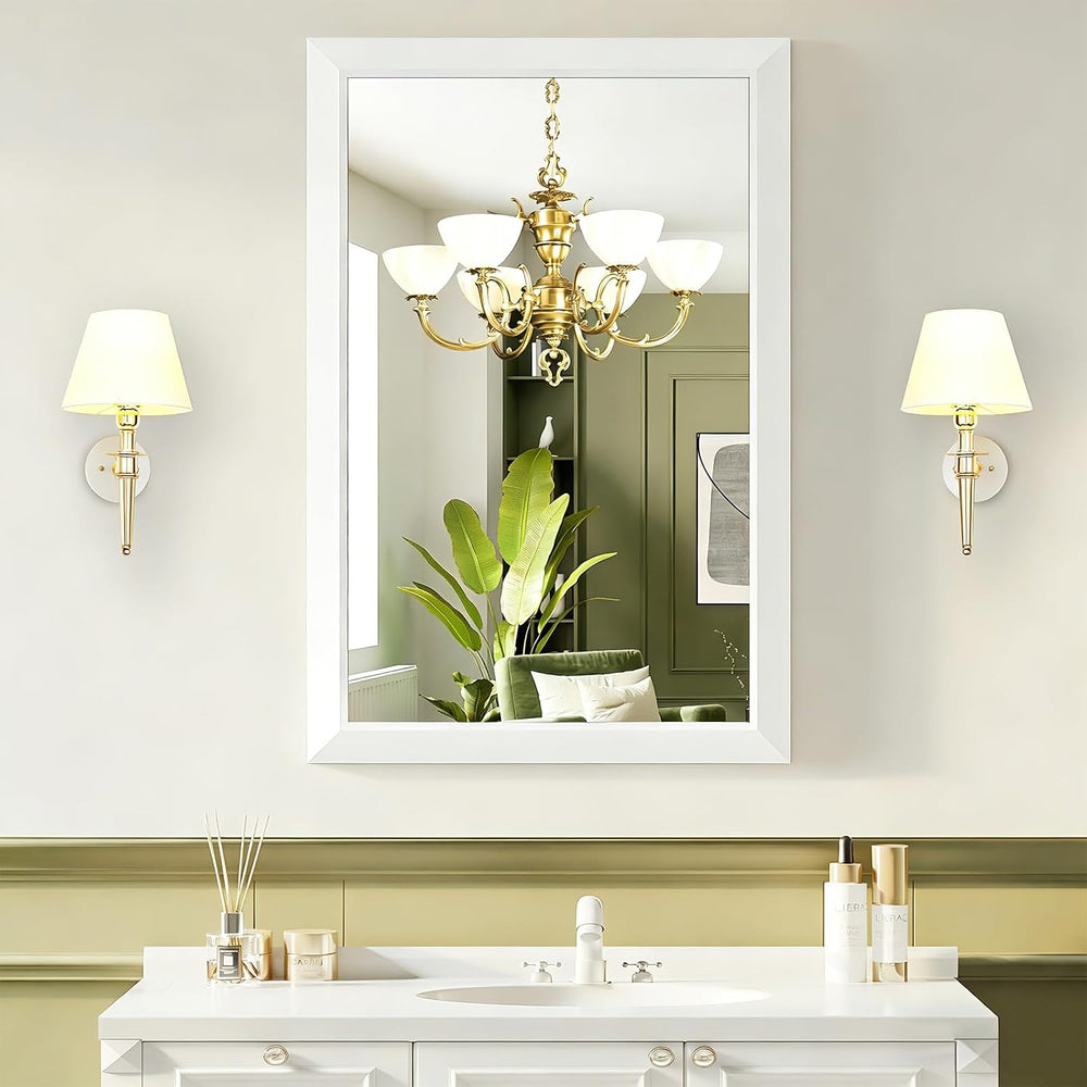 Bathroom Wall Vanity Mirror for Over Sink(White,24x36Inch)