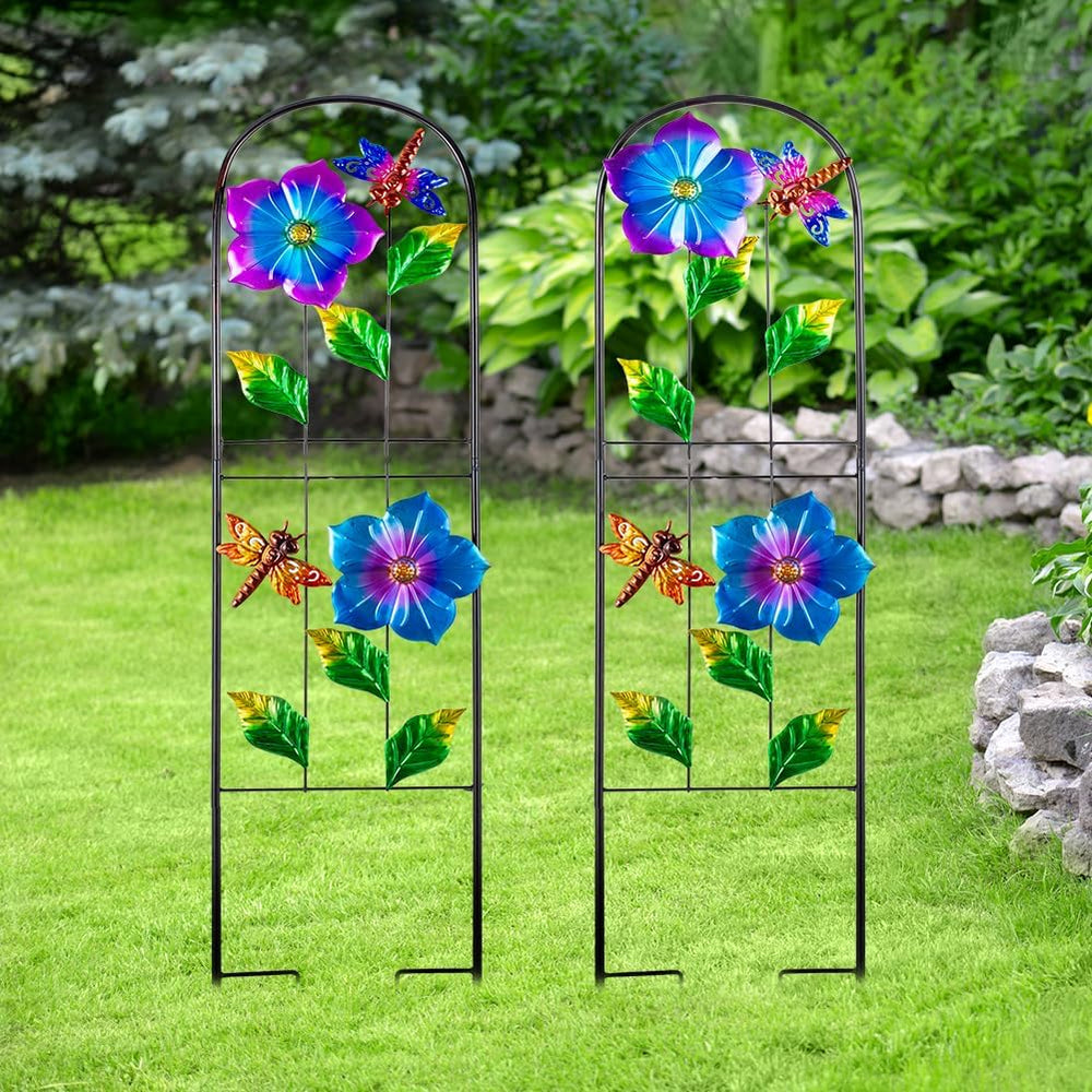 Metal Garden Trellis for Climbing Plants,2 Packs Dragonfly Outdoor Decorative...