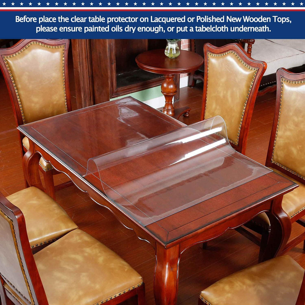 Wood Furniture Table Protector Clear Plastic Wipeable Tablecloth Eco Thick Pr...