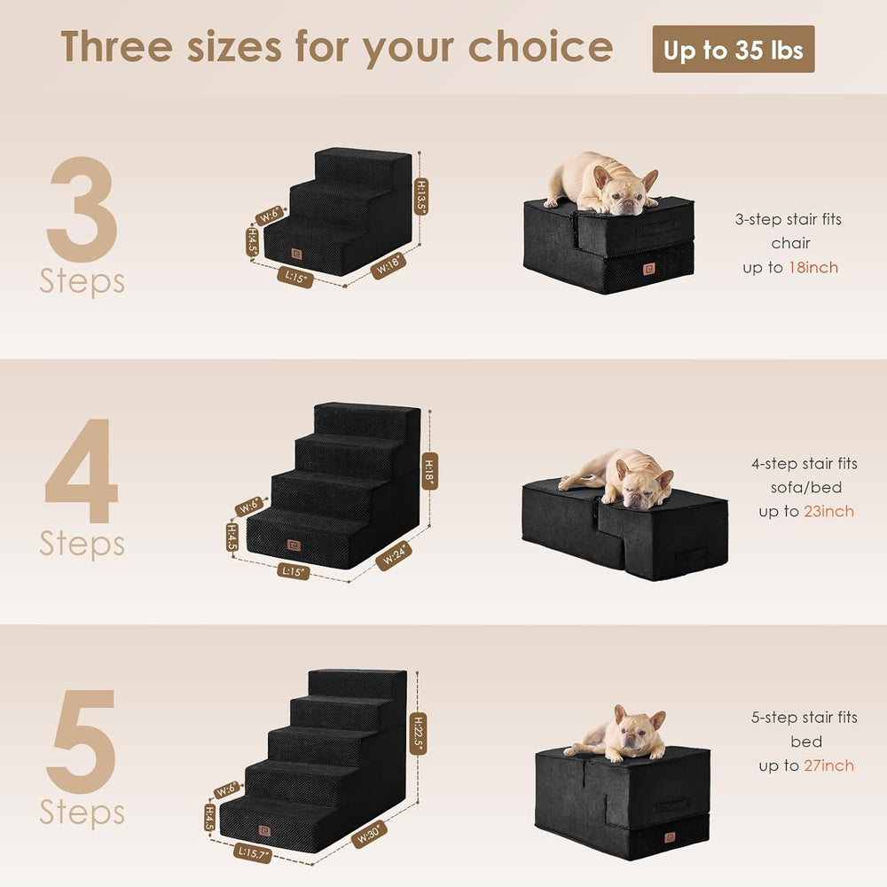 EHEYCIGA Dog Stairs for Bed 18" H, Dog 4-Steps for High Bed, Black