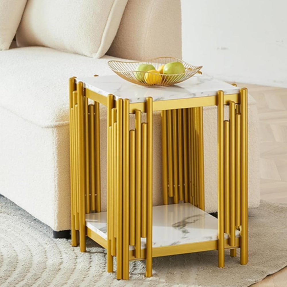 White Marble Coffee Table Set of 3, Faux Marble Coffee Table