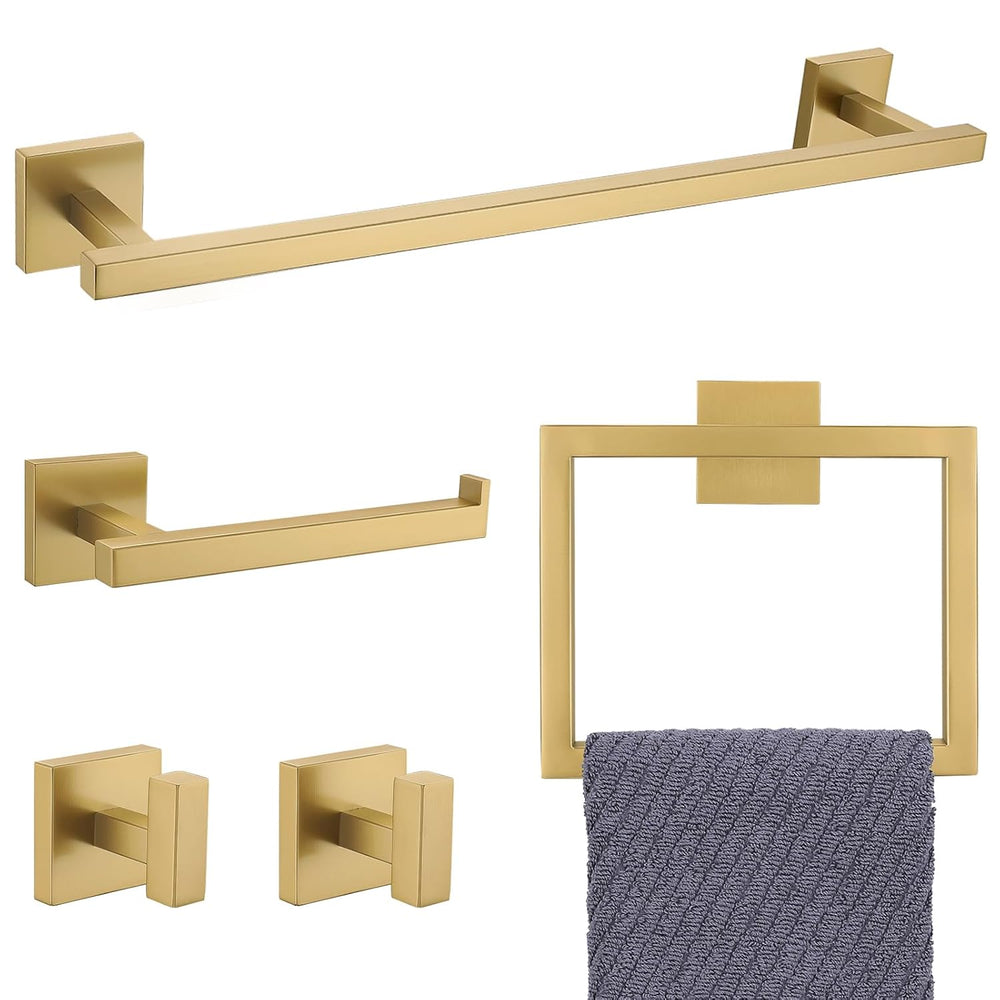 YACVCL Towel Bar Set, 5-Piece Brushed Gold Bathroom Hardware Set, Gold Bathro...