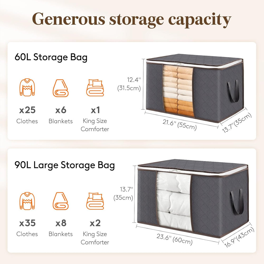 Lifewit 10 Pack 60L Clothes Storage Bins with Lids, Blanket Storage Bags