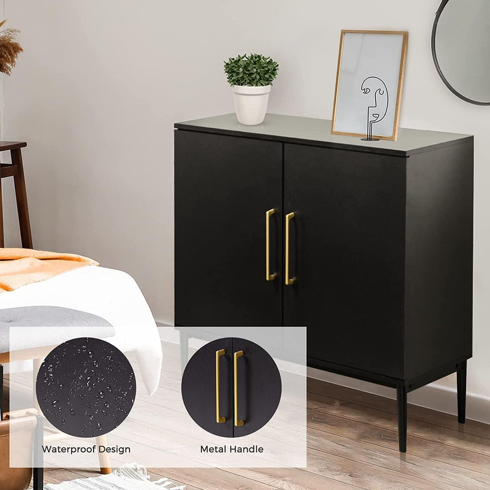 Set of 2 Black Storage Cabinet with Doors, Modern Accent Cabinet, Free Standi...