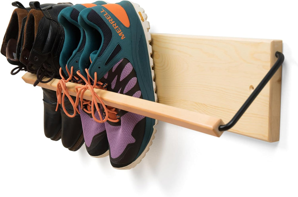 Wall Mounted Shoe Rack - A Wooden, Modern, Slim, and Small Shoe Storage Solut...