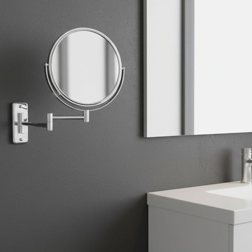 JERDON Wall-Mounted Makeup Mirror - 8X Magnification - Chrome - JP7808C