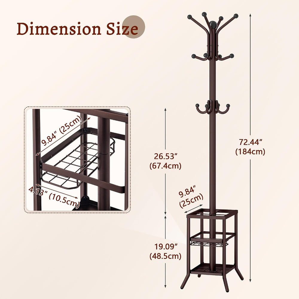 FAVOOSTY Coat Rack Freestanding,Coat Rack Stand with Umbrella Holder,Metal Co...