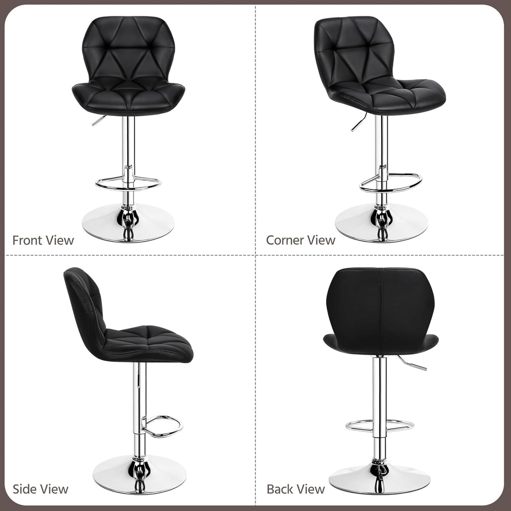 Yaheetech Bar Stools Set of 2 Adjustable Height Swivel Barstools Black
