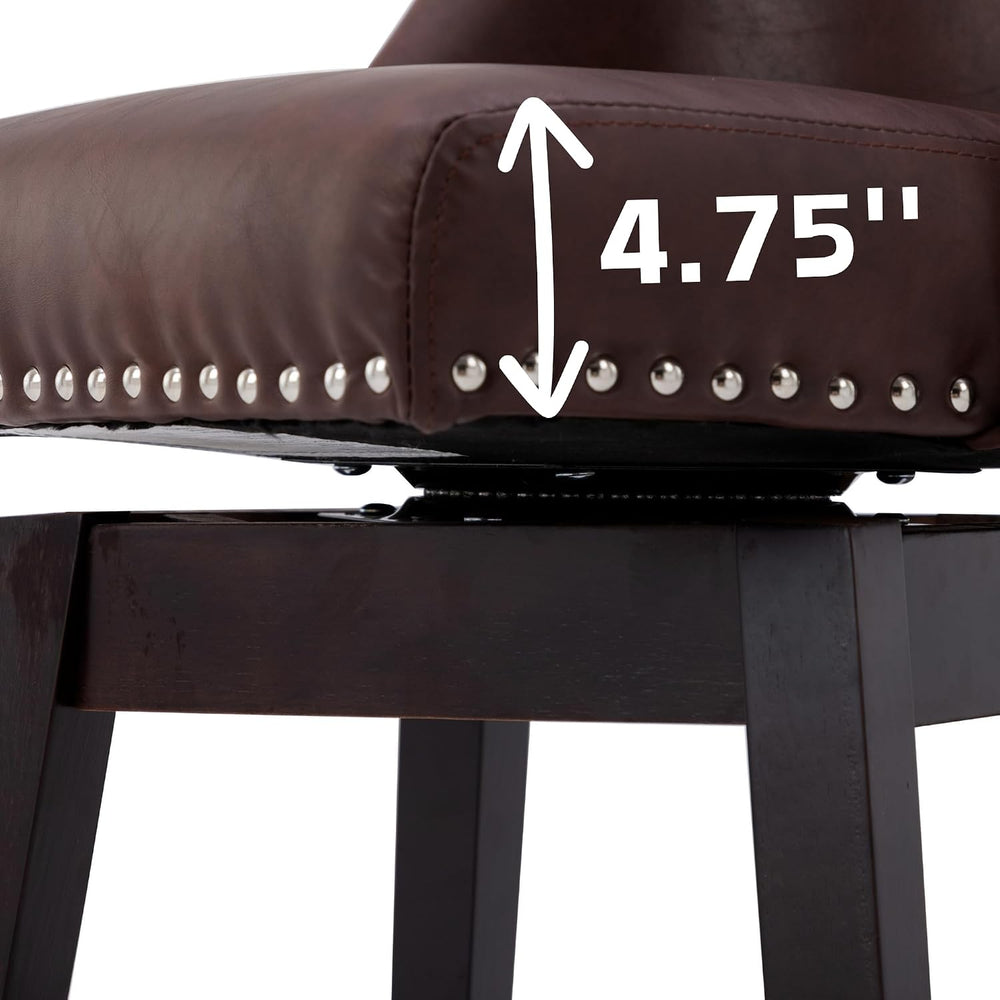 27.5" Bar Stools Set of 2, Faux Leather Mid Century Modern Swivel Counte...
