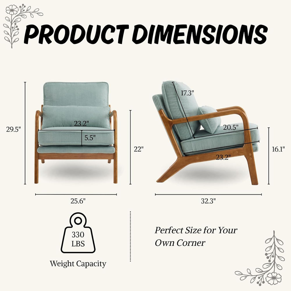 Karl home Mid-Century Modern Accent Reading Chair, Teal