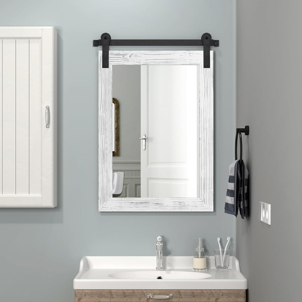 COGOOD Farmhouse Bathroom Mirrors for Over Sink - 30 x 22 White