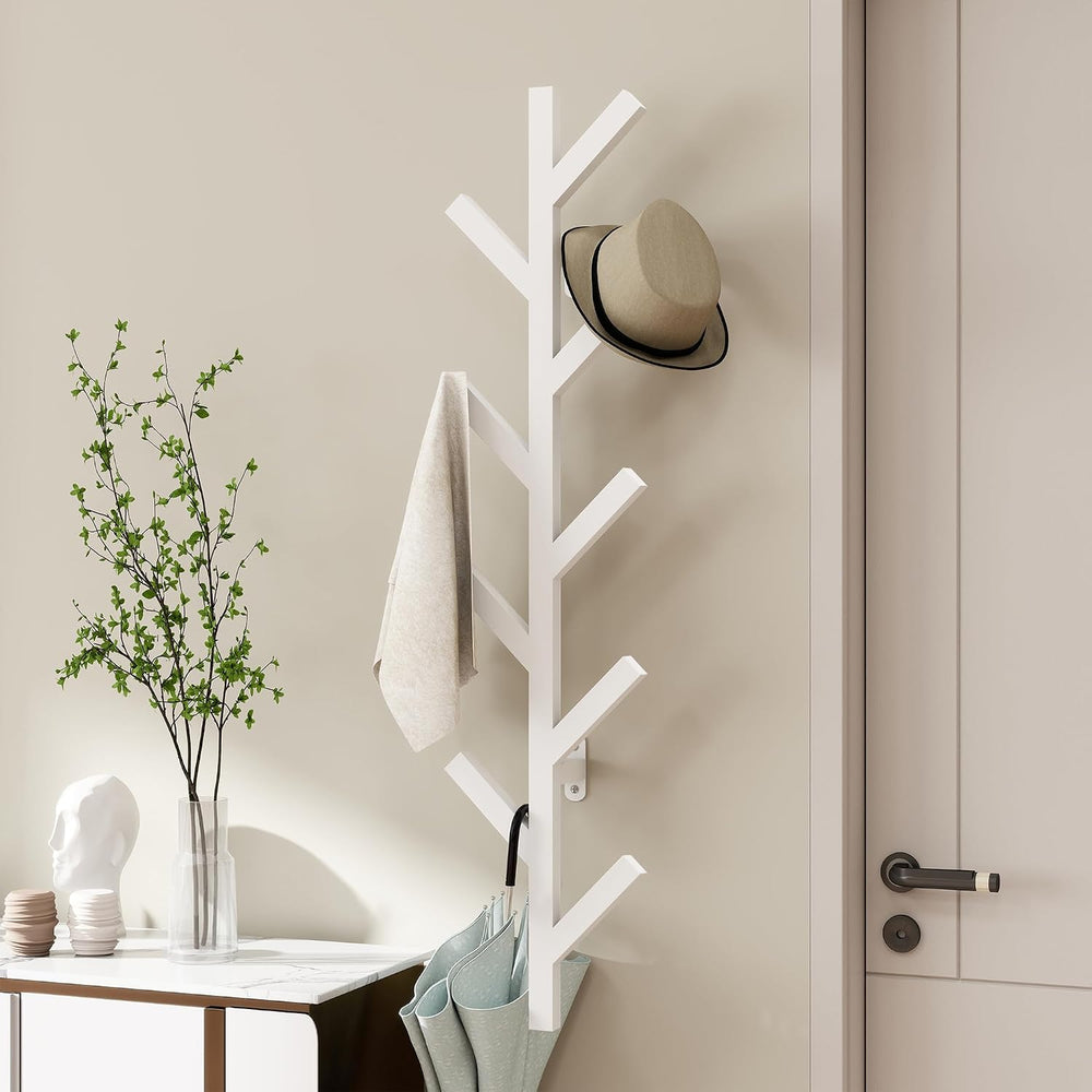 Vlush Wall-Mounted Metal Coat Rack with 9 Hooks White coat hooks
