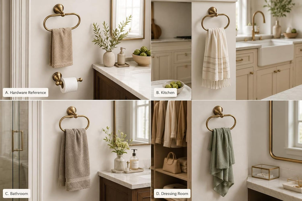 2 Pcs Toilet Paper Holder & Brass Towel Ting, Antique Brass Bathroom Bcce...
