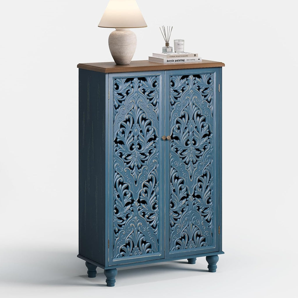 JOINICE 47" Tall Accent Cabinet with Doors & Storage for Living Room,Blue