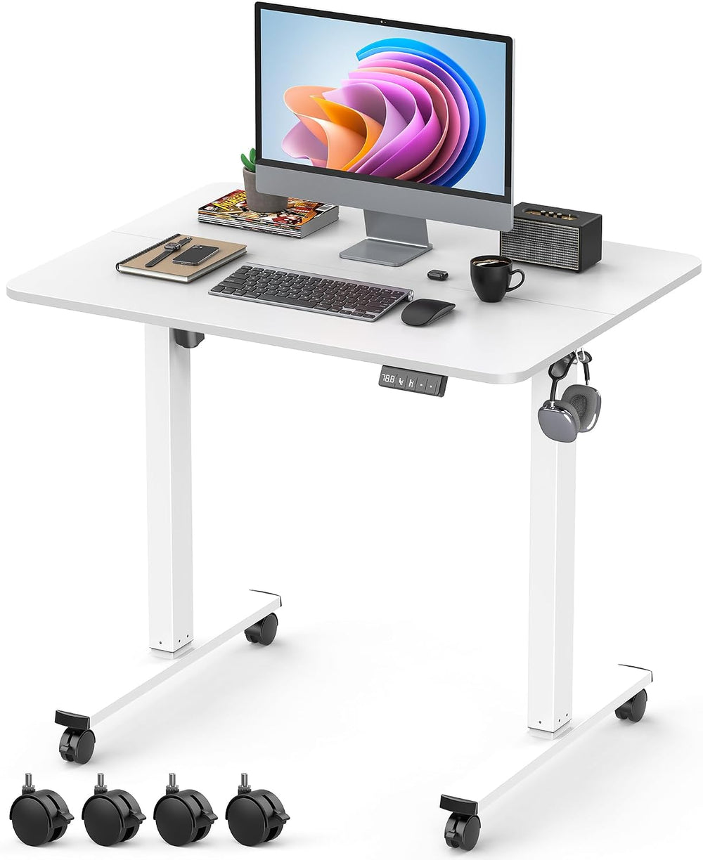 32" Small Rolling Electric Standing Desk Adjustable Height for Home Office