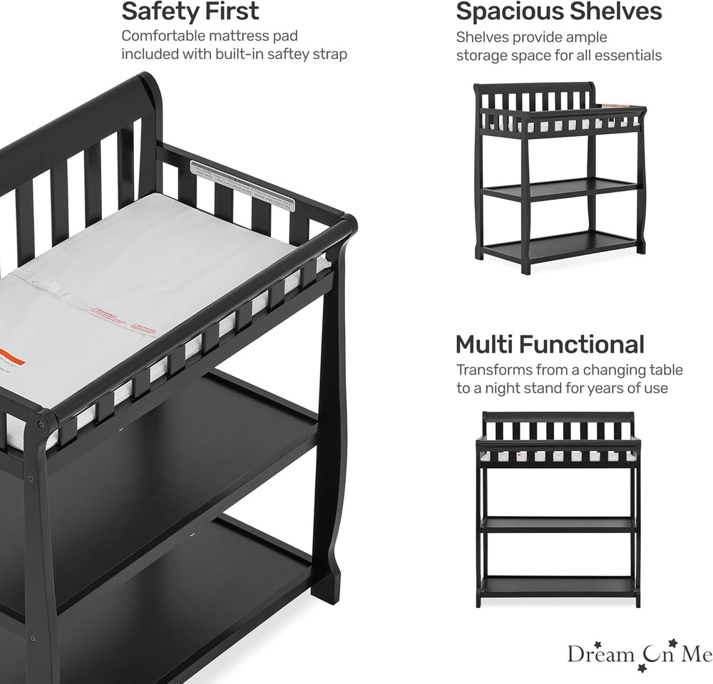 Dream On Me Ashton Changing Table, Black , 34x20x40 Inch (Pack of 1)