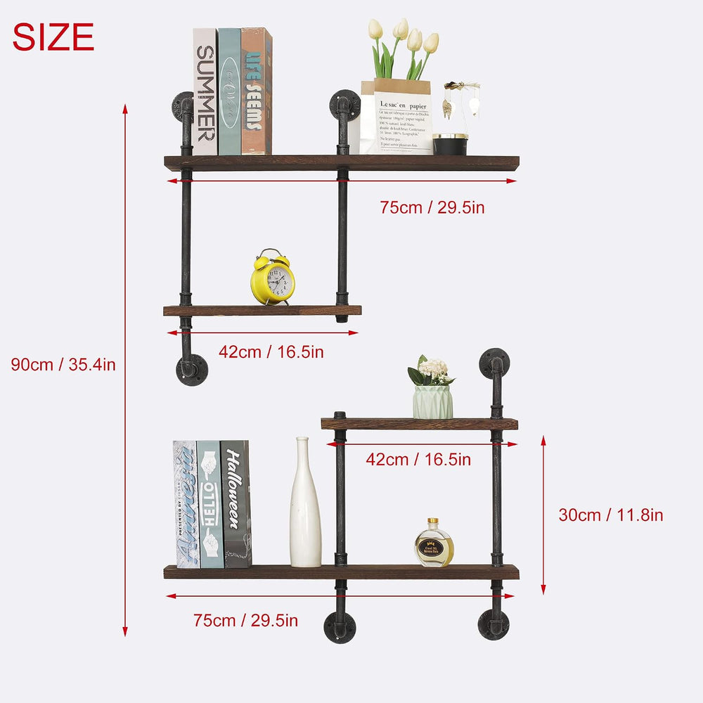 Industrial Pipe Shelving Wall Mounted, Rustic Floating Shelves Wall Shelf Uni...