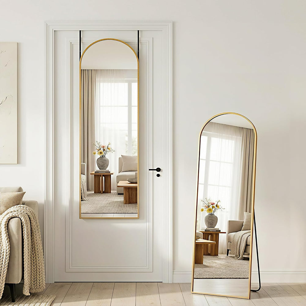 Antok Full Length Mirror, 48" x 14" Over-the-Door Hanging Mirror, Gold