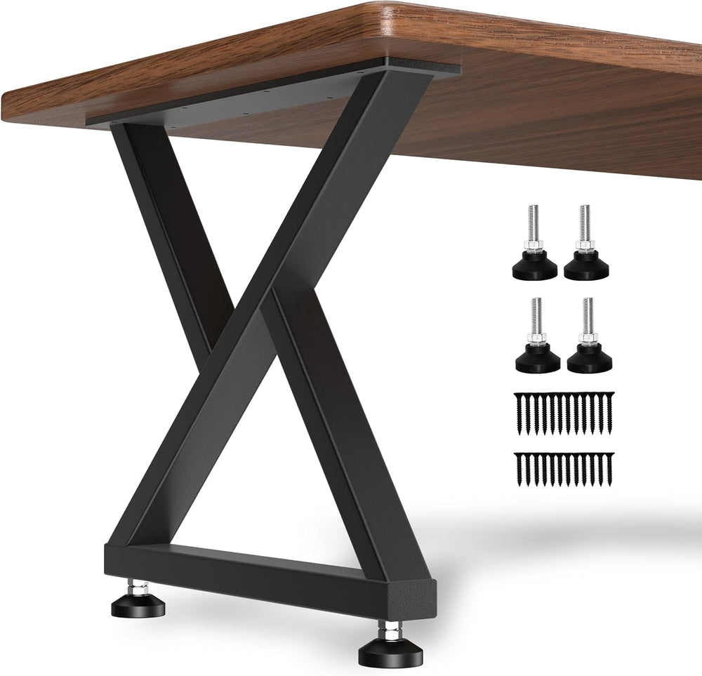 28" Heavy Duty X-Frame Metal Dining Table Legs, 28x24, Set of 2