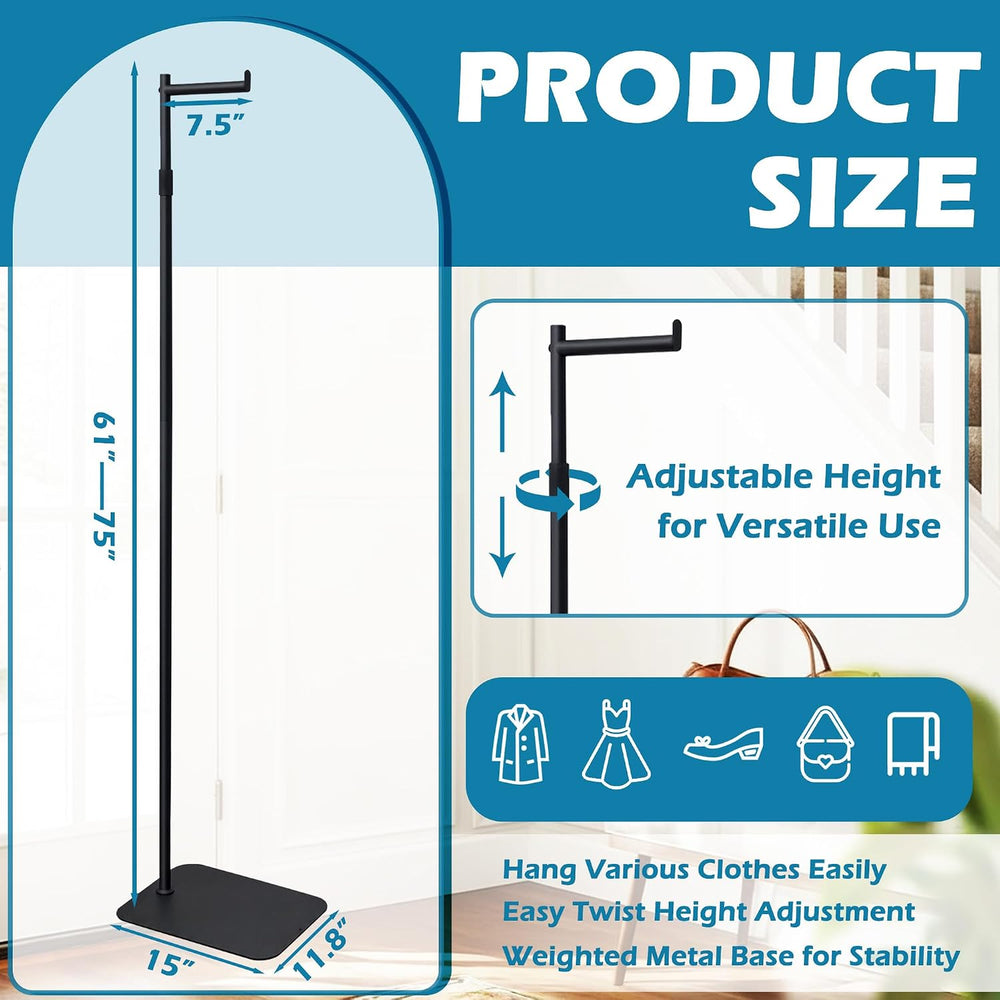 Adjustable Small Clothing Rack, Metal Coat Rack Freestanding Black
