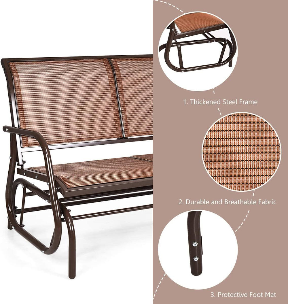 GIANTEX 48 Inch Swing Glider Chair, 2 People Swing Lounge Glider Chair