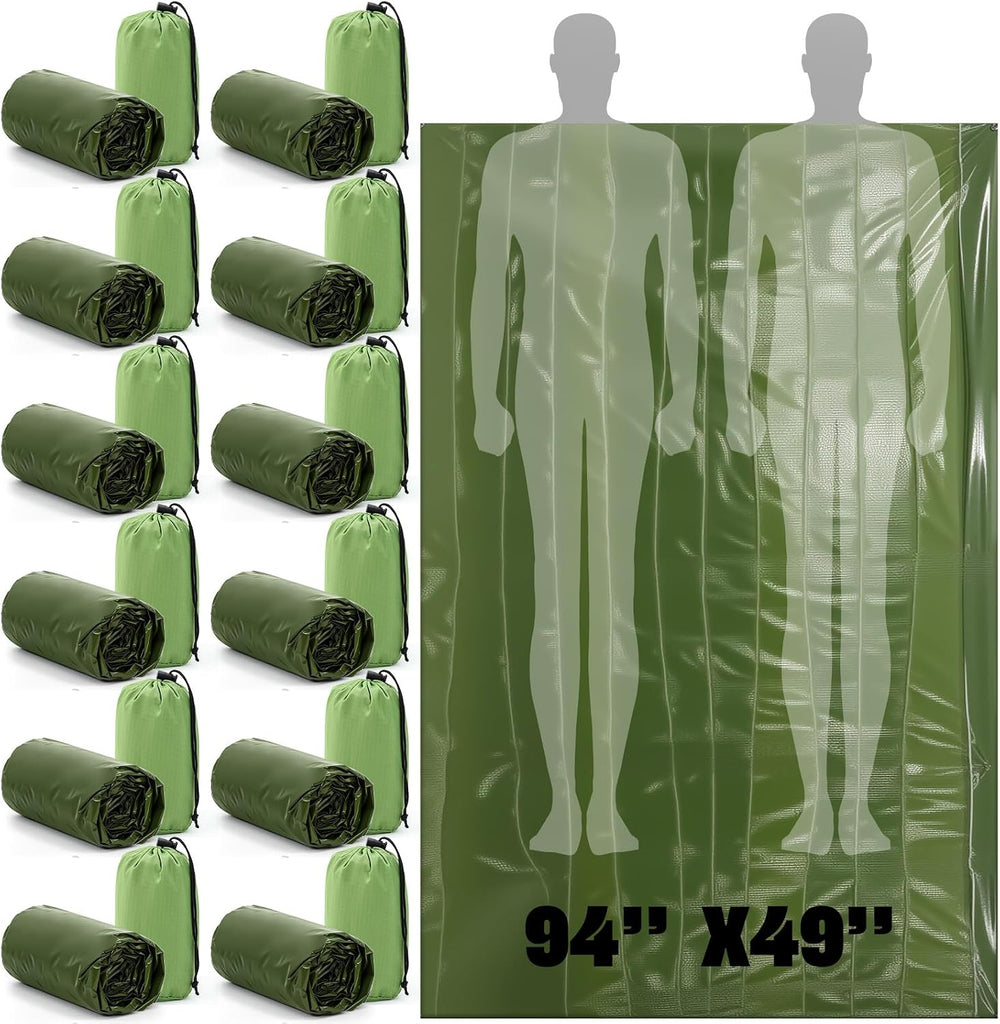 Mixweer 12 Pcs Emergency Sleeping Bag Portable Survival Thermal Bivy Sack Lig...