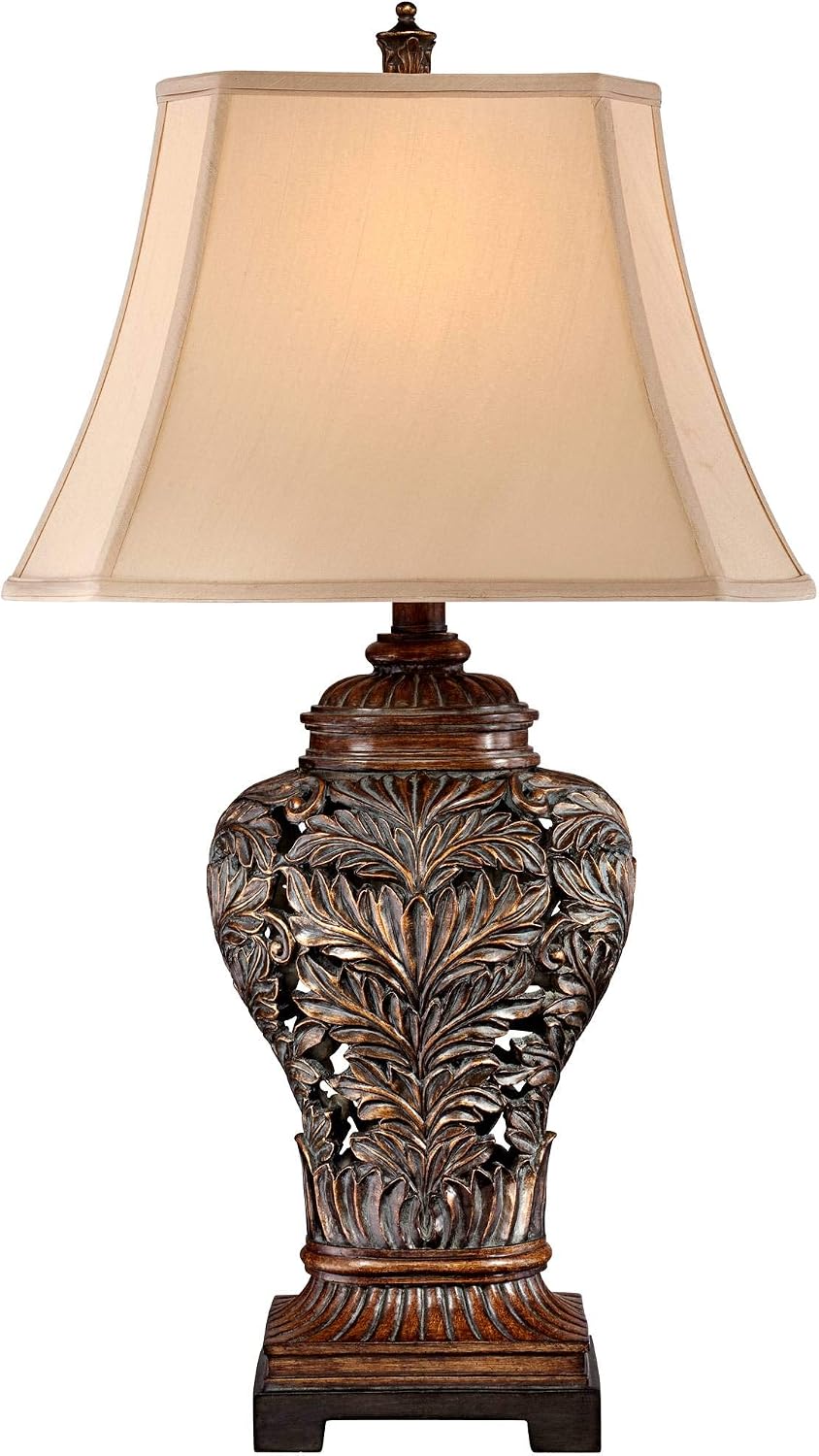 Regency Hill Leafwork 32 1/2" Table Lamp Large Bronze Brown Vase Cottage