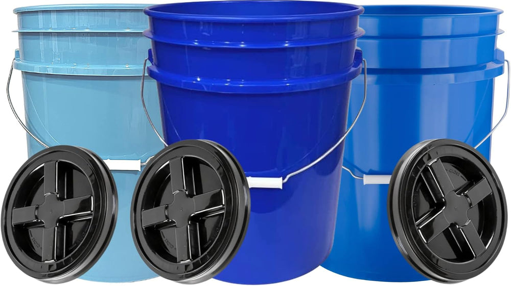 House Naturals 5 Gallon Plastic Blue Food Grade Made in USA Bucket Container ...