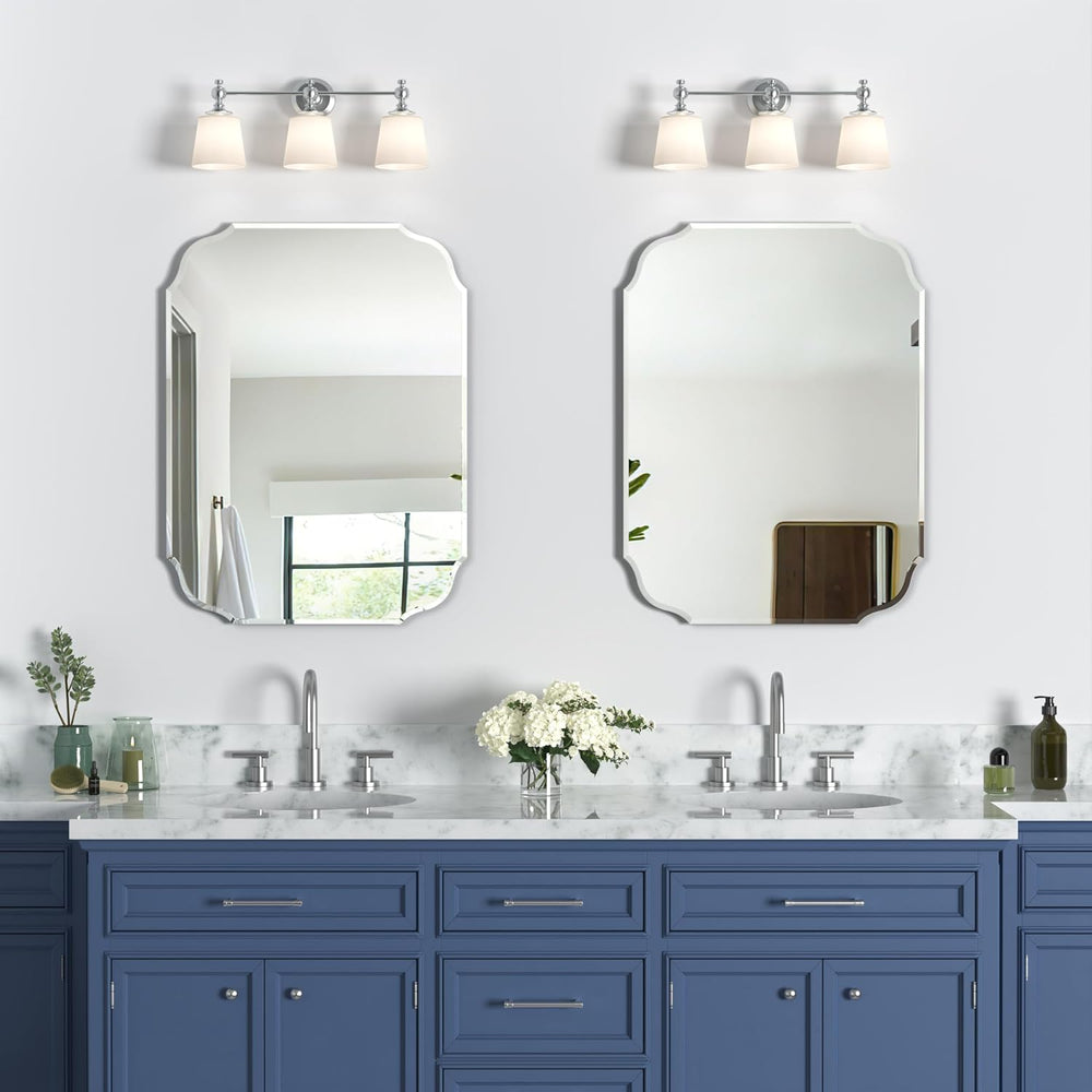 18" x 24" Silver Wall Mirror Beveled Edge Frameless Mirrors for Bat...