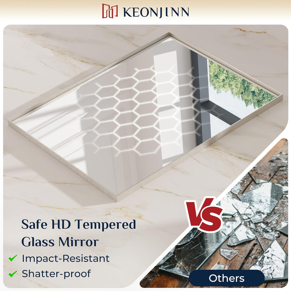 Keonjinn 24x30 Inch Brushed Nickel Bathroom Mirror for Over Sink, Rectangle