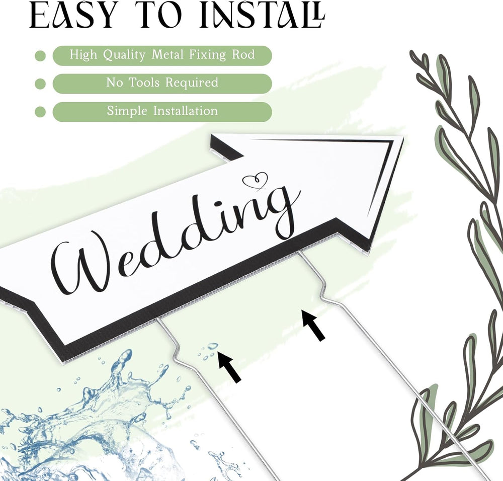 Wenqik 10 Pcs Wedding Directional Parking Signs This Way,White Classic