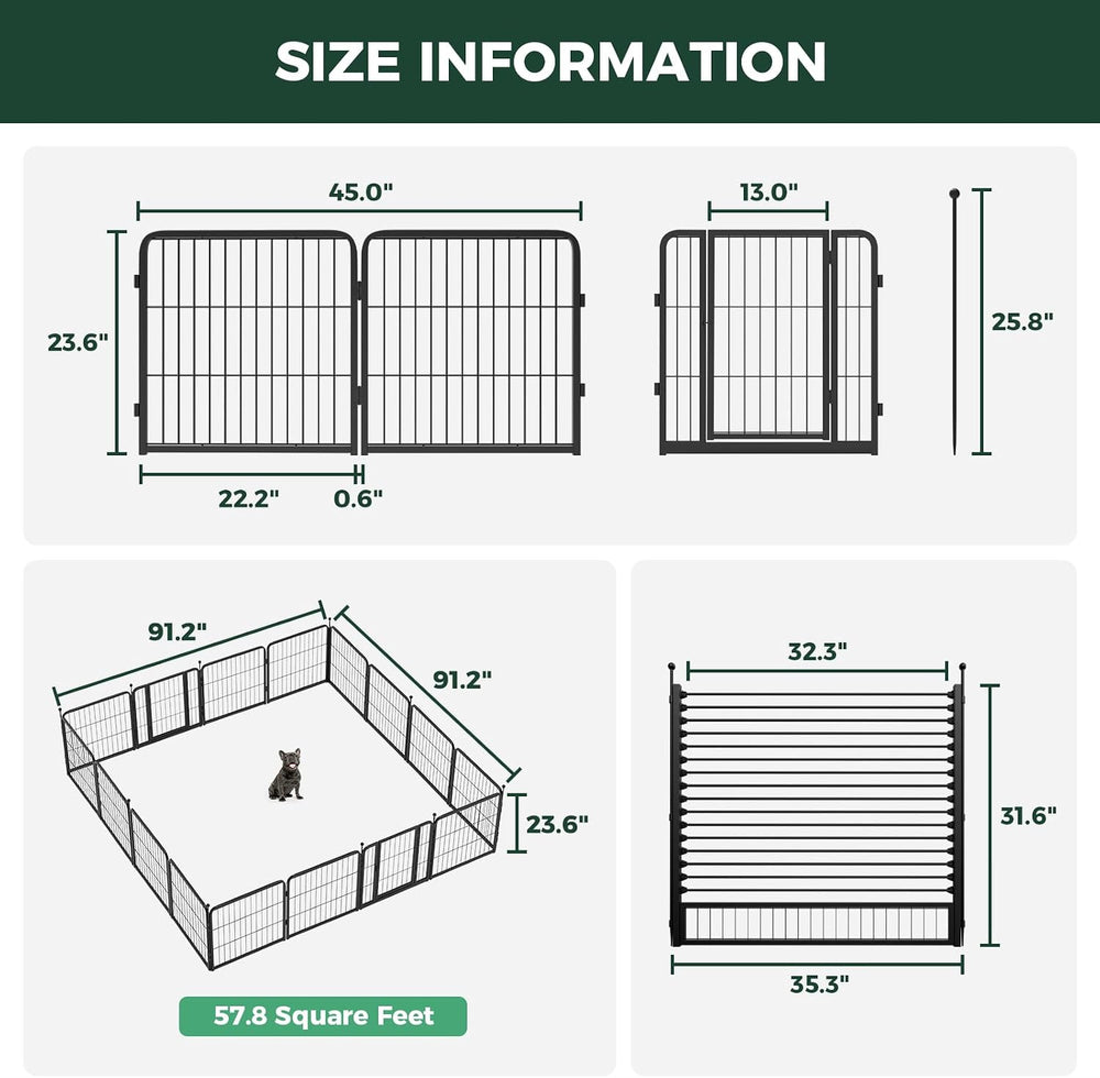 FXW Instant Dog Playpen with RV Step Grid for RV Camping, 24" H, 16 Panels